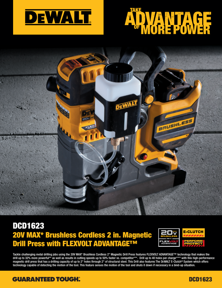 20V MAX* 2 in. Magnetic Drill Press with FLEXVOLT ADVANTAGE™ Product Guide