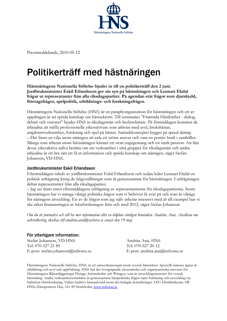 Politikerträff med hästnäringen