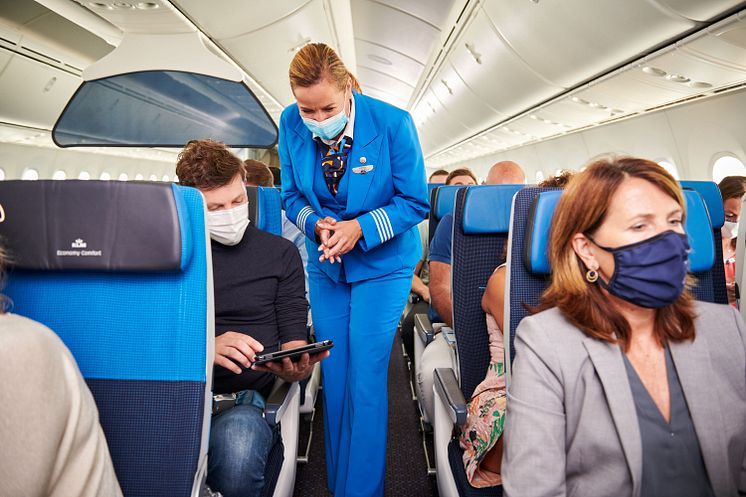 Crew and passengers onboard KLM