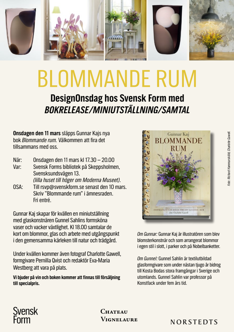 Inbjudan DesignOnsdag "Blommande rum" 11 mars