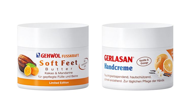 Limited Edition: GEHWOL FUSSKRAFT Soft Feet Butter Kakao & Mandarine und GERLASAN Handcreme Vanille & Orange