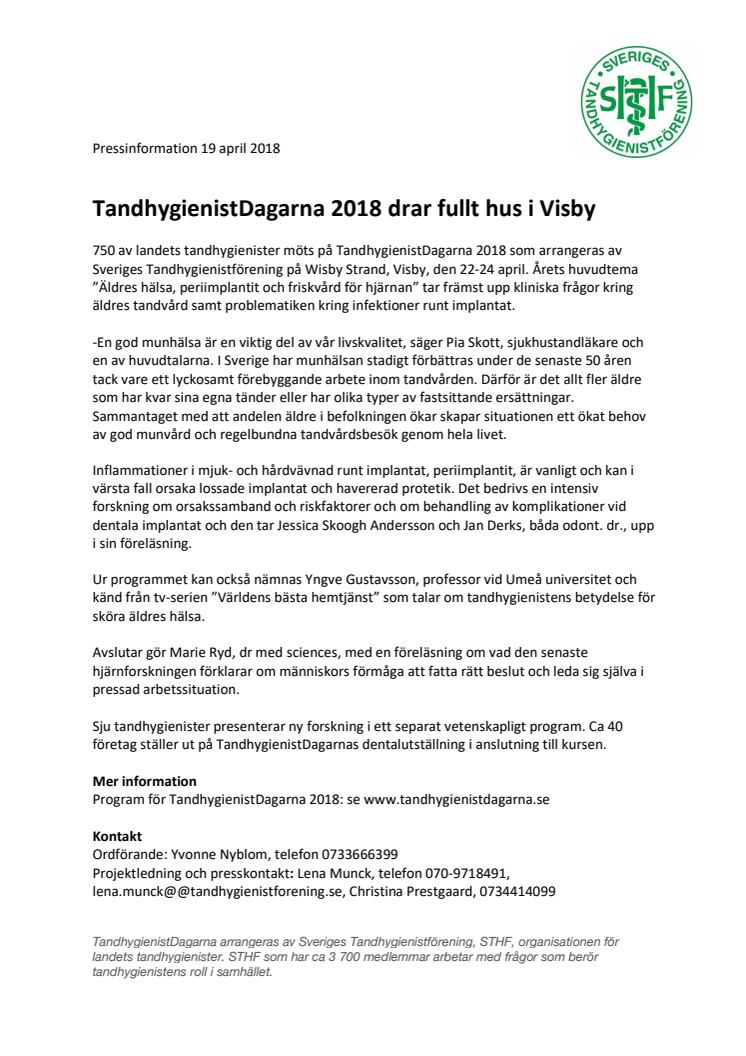 TandhygienistDagarna 2018 drar fullt hus i Visby 