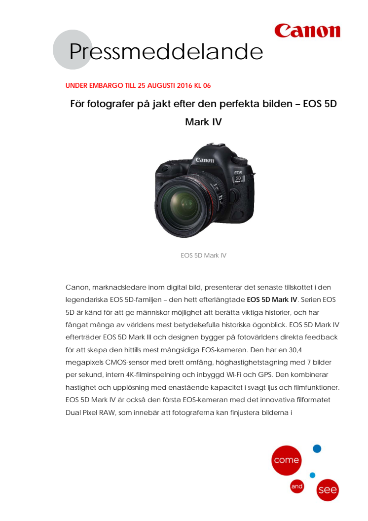 För fotografer på jakt efter den perfekta bilden – EOS 5D Mark IV