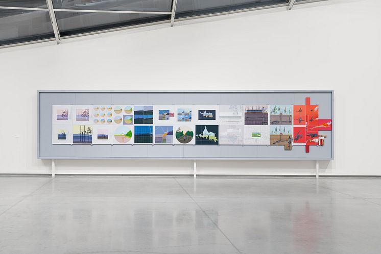 Stillheten brytes ved daggry, 2014 - 2023, Private collection. Installation view, Leonard Rickhard, Between Construction and Collapse, Astrup Fearnley Museet, 2024. Photo: Christian Øen 