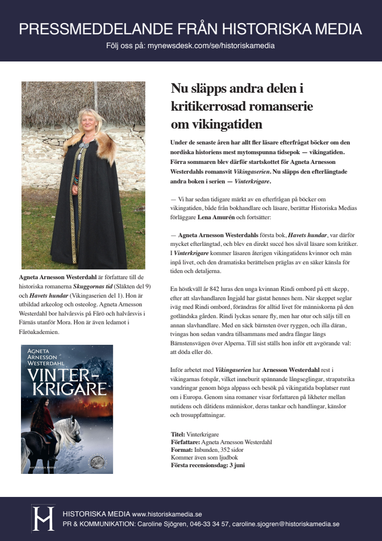 Nu släpps andra delen i  kritikerrosad romanserie  om vikingatiden