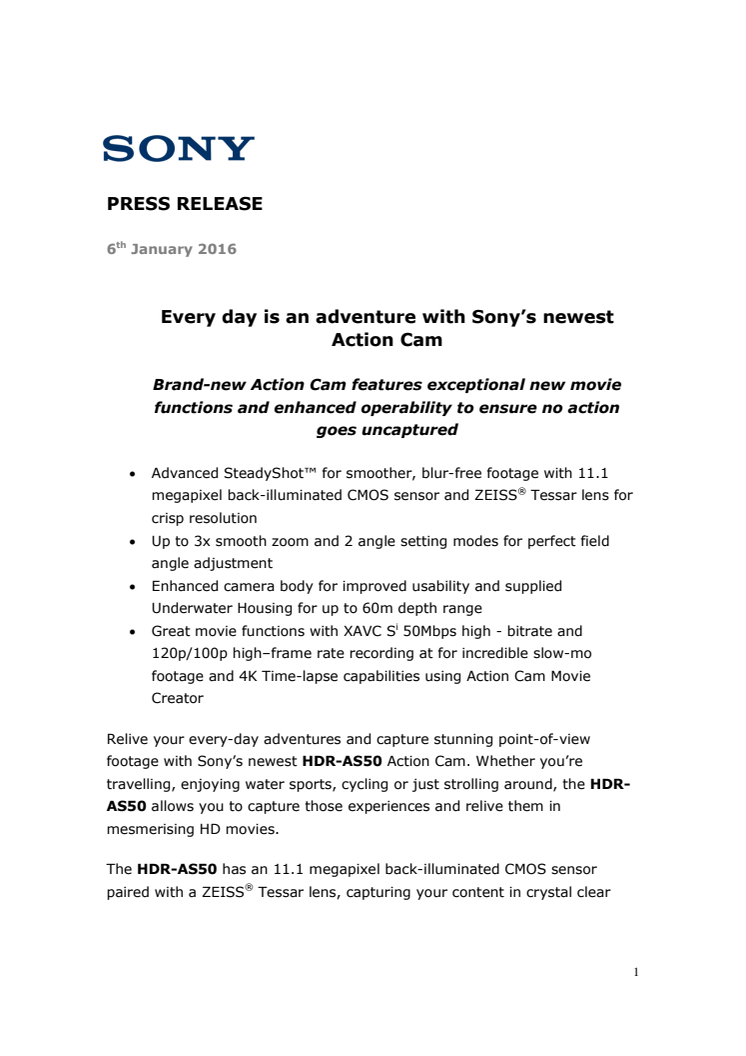 Hver dag er et eventyr med Sonys nyeste Action Cam