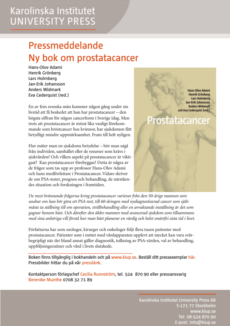 Ny bok om prostatacancer