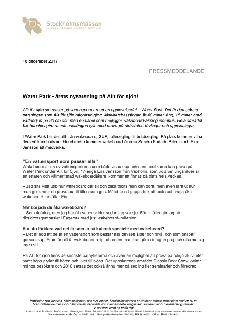 Water Park - årets nysatsning på Allt för sjön!