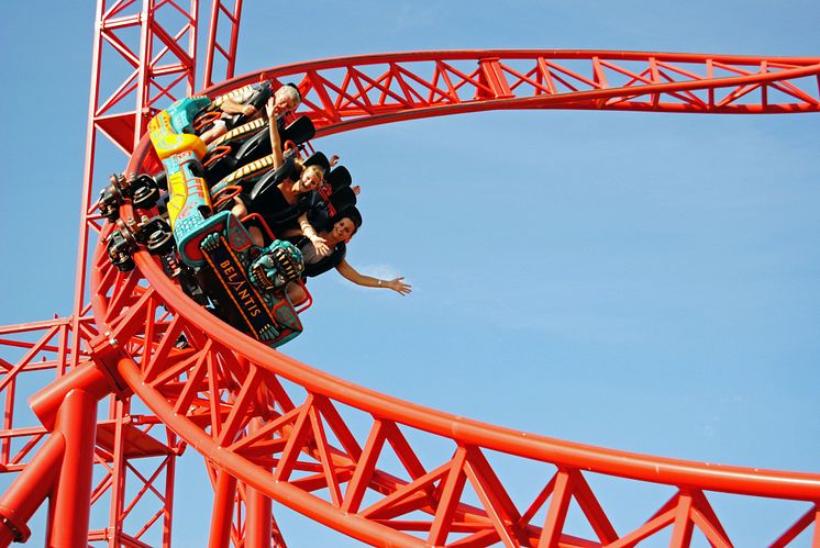 "Huracan" die steilste Achterbahn Deutschlands im Freizeitparkt BELANTIS