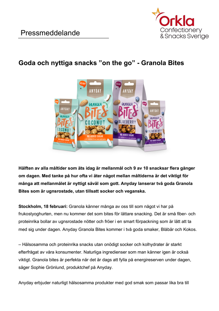 Goda och nyttiga snacks ”on the go” - Granola Bites