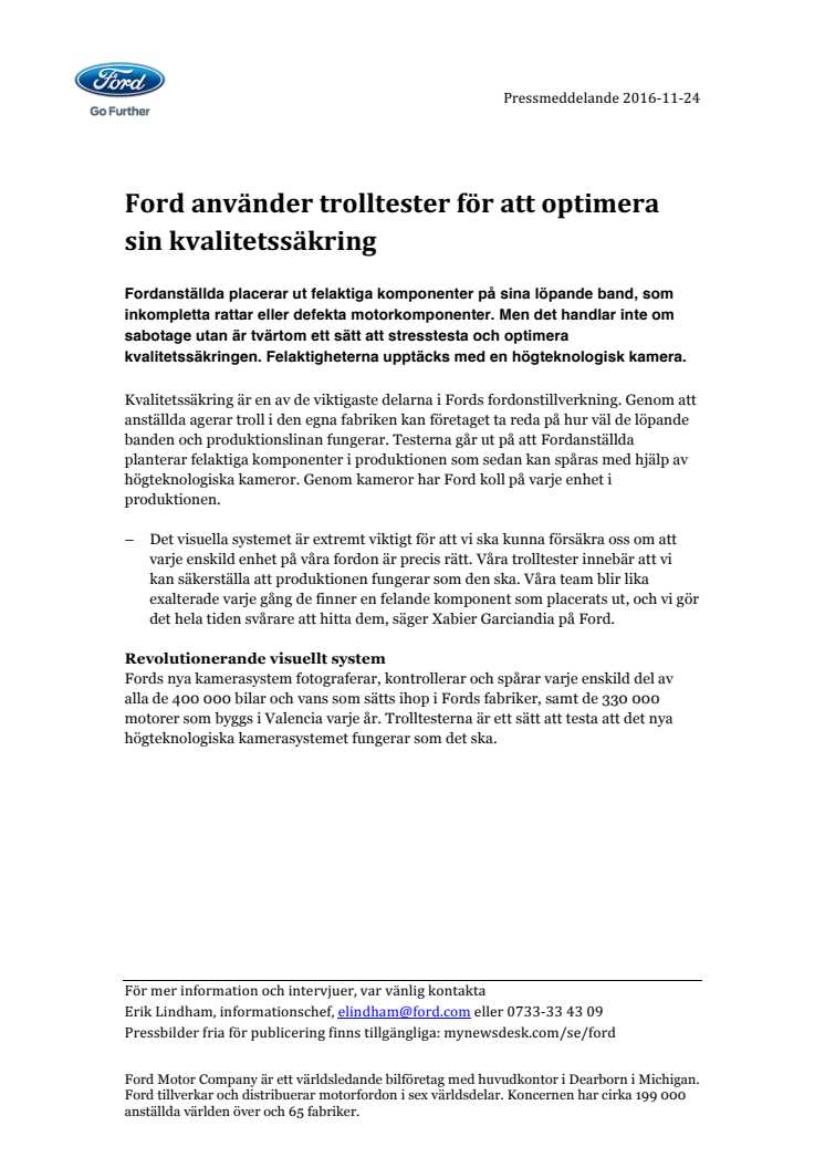 Ford använder trolltester för att optimera sin kvalitetssäkring