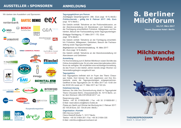 Programm: 8. Berliner Milchforum "Milchbranche im Wandel"