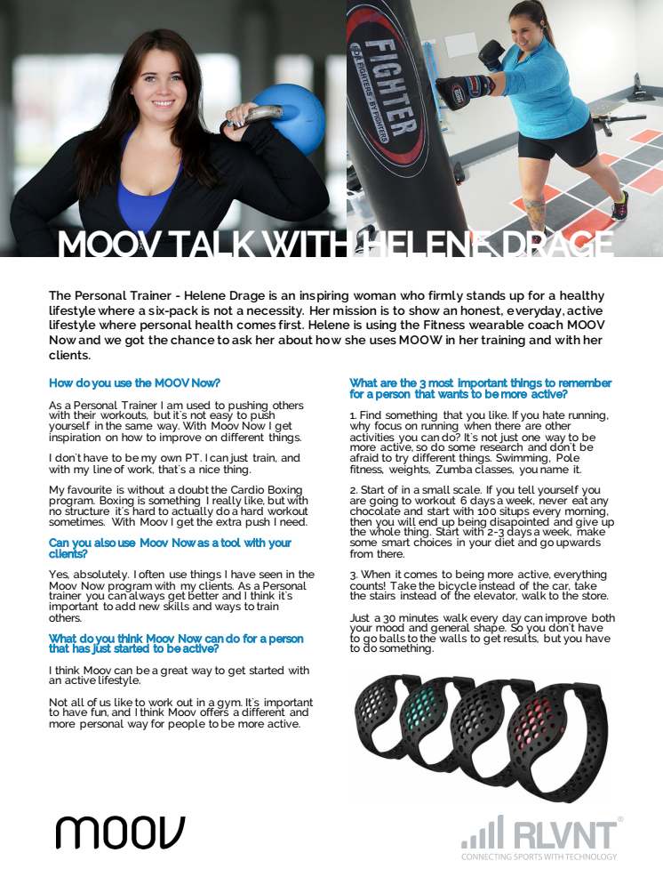 PT -  Helene Drage pratar om träning, personlig hälsa och Moov Now
