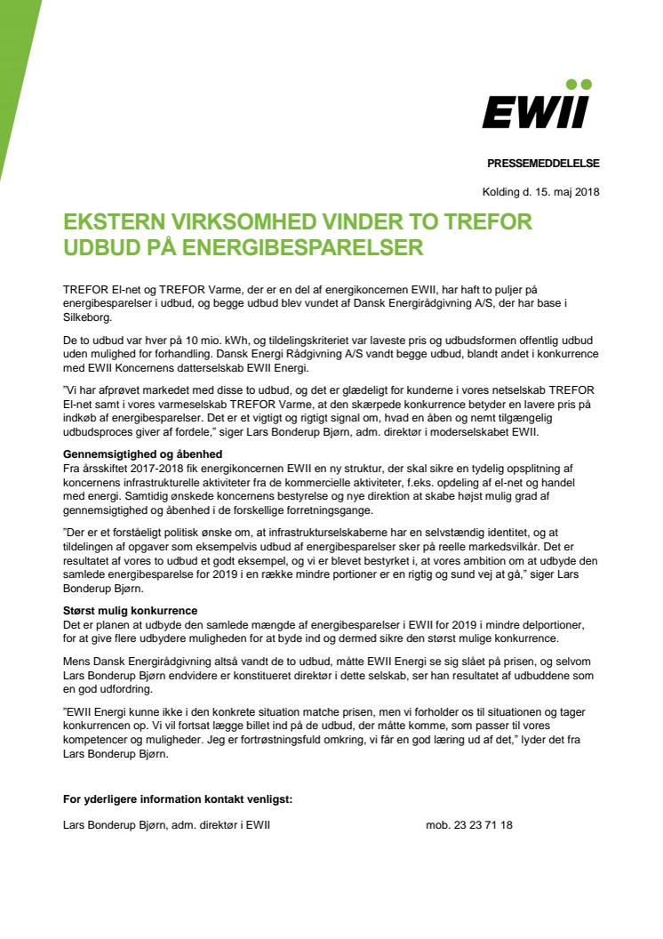 Ekstern virksomhed vinder to TREFOR udbud på energibesparelser