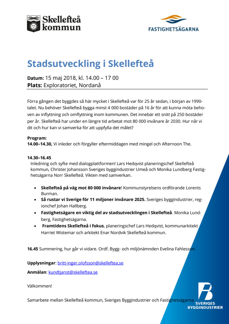 Inbjudan - Stadsutveckling i Skellefteå