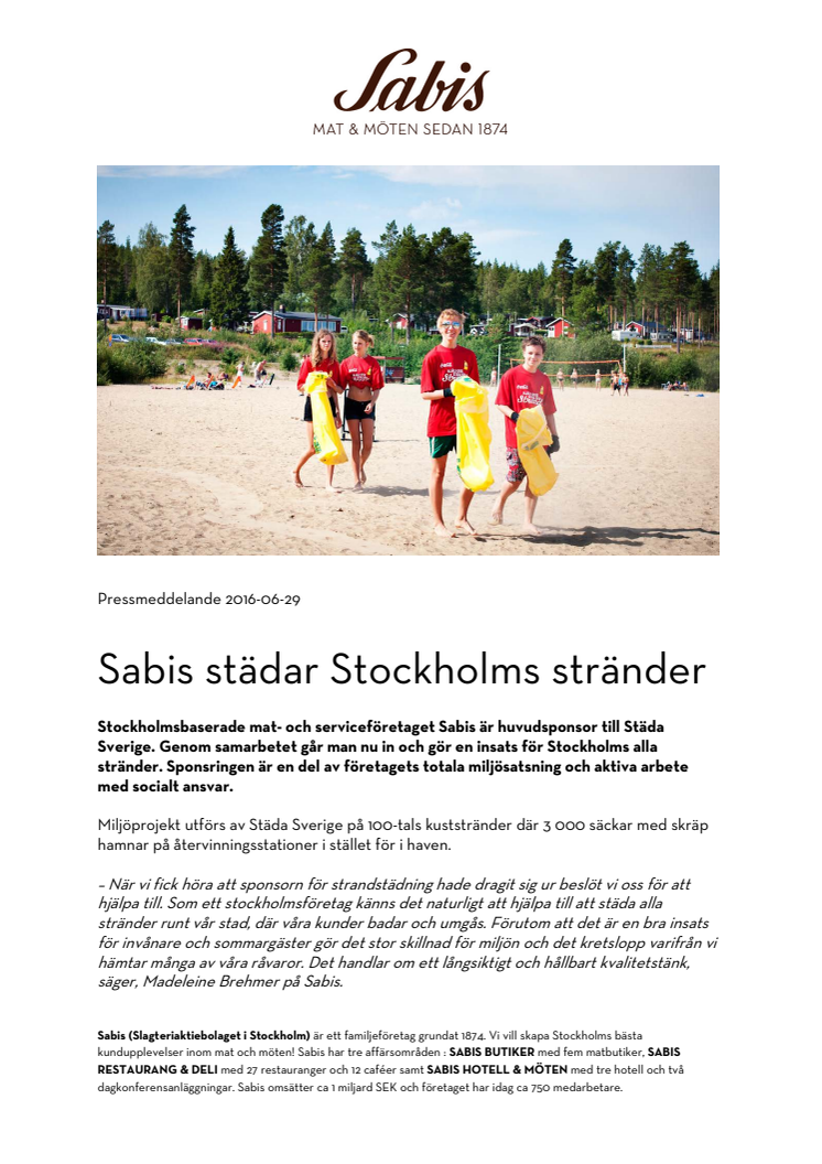 Sabis städar Stockholms stränder