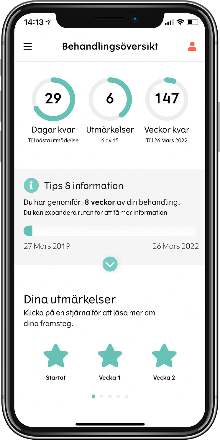 App Allergivaccination-behandlingsöversikt