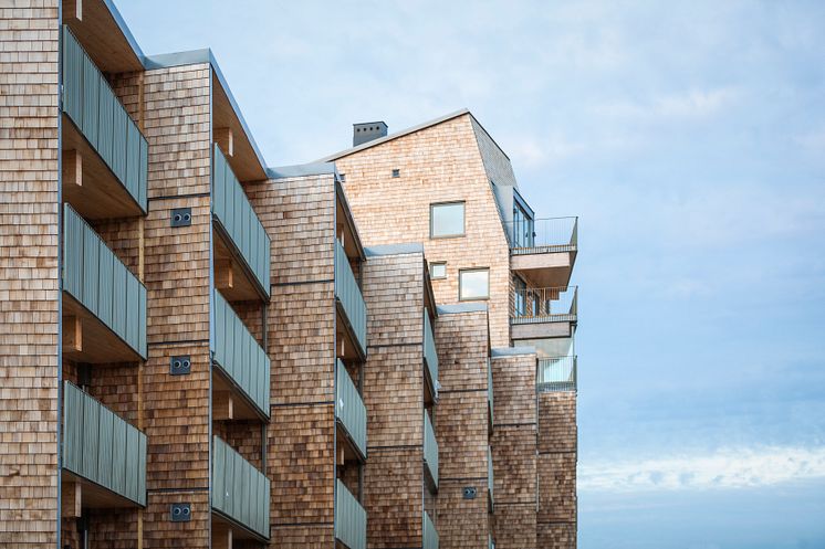 Trummens strand fasader och balkonger