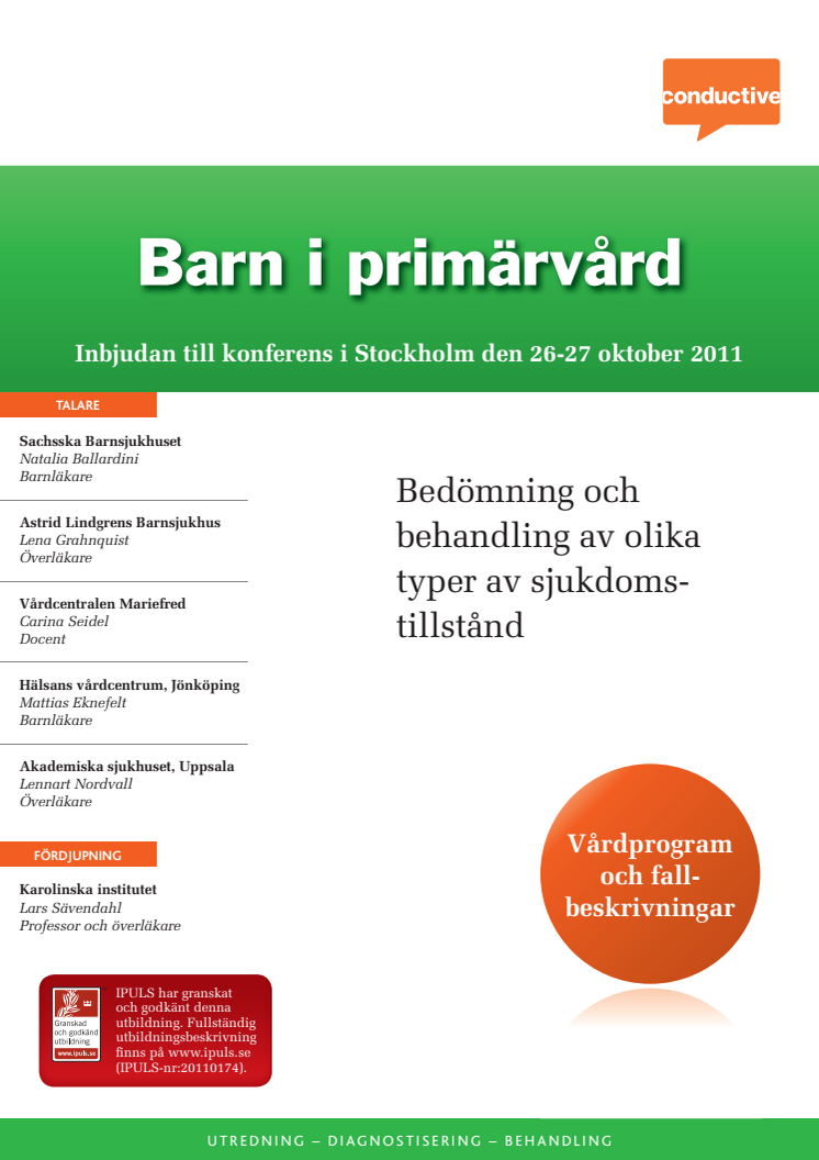 Barn i primärvård, konferens i Stockholm 26-27 okt