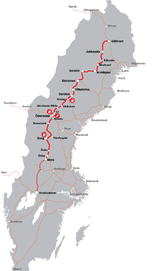 Spårkarta Inlandsbanan