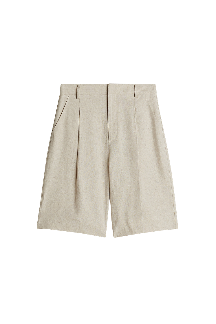 Caroline linen shorts, Linen beige