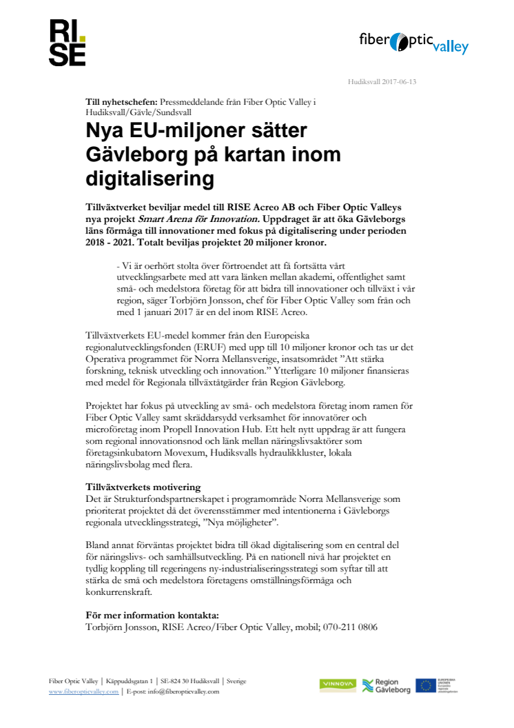 Nya EU-miljoner sätter Gävleborg på kartan inom digitalisering 
