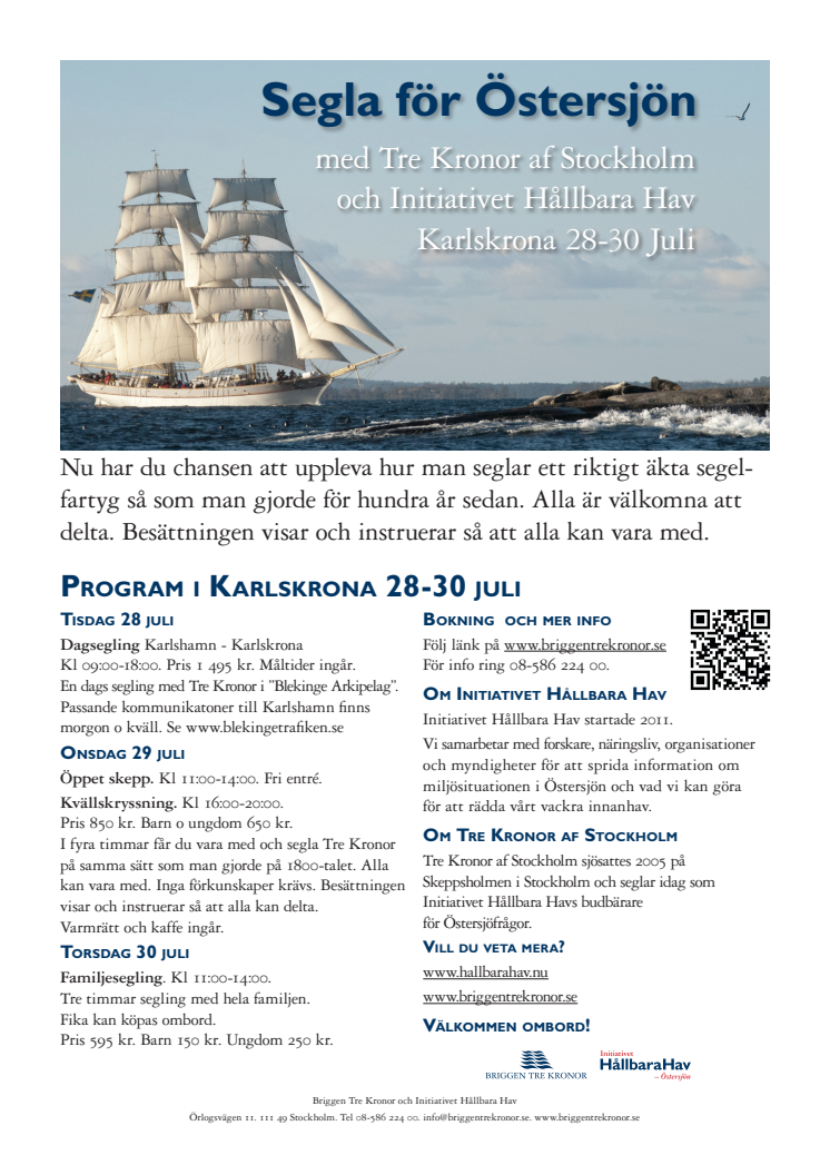 Program för Tre Kronor i Karlskrona 2015