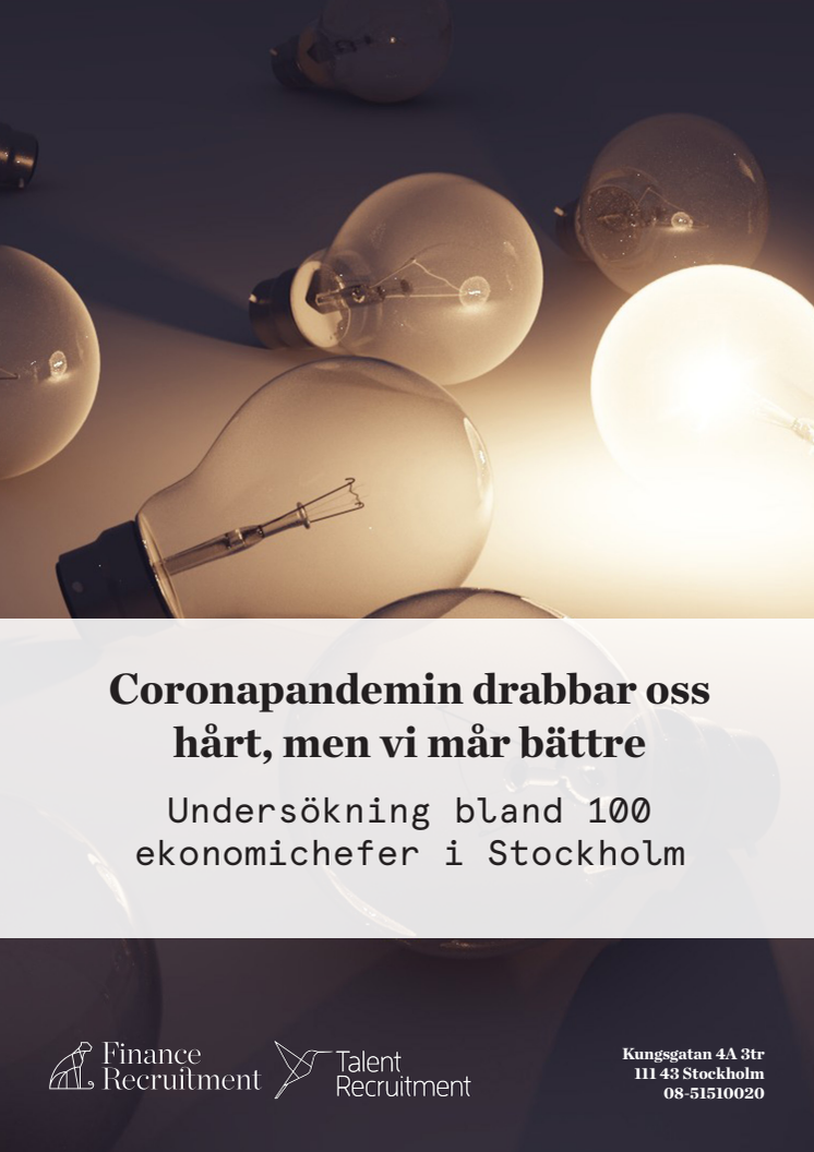 Coronapandemin: Undersökning bland 100 Ekonomichefer i Stockholm