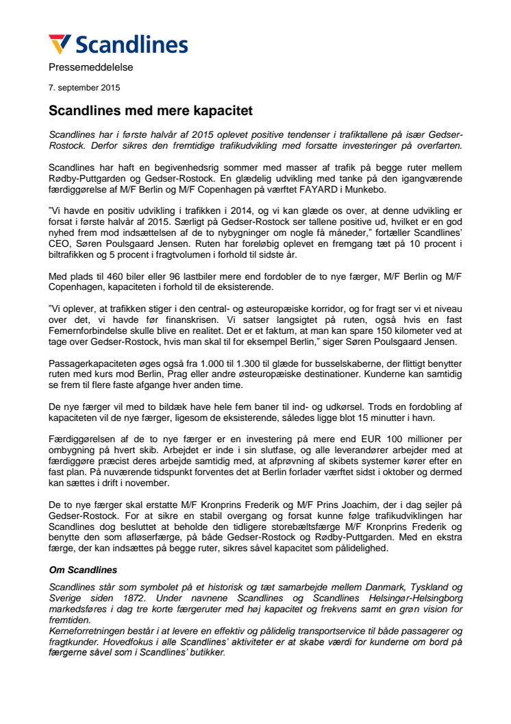Scandlines med mere kapacitet