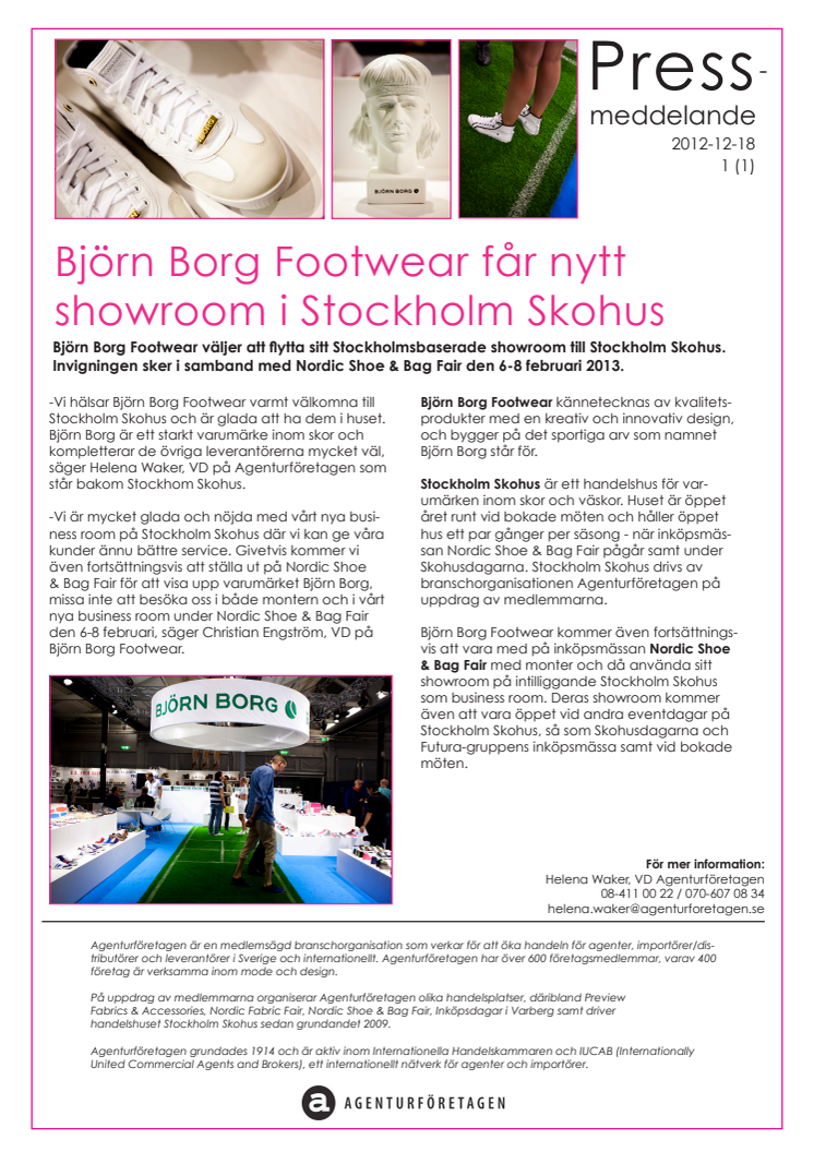 Björn Borg Footwear får nytt showroom i Stockholm Skohus