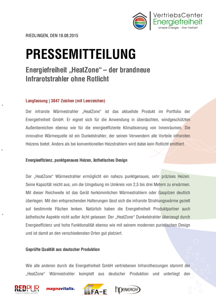 Energiefreiheit „HeatZone“ – der brandneue Infrarotstrahler ohne Rotlicht