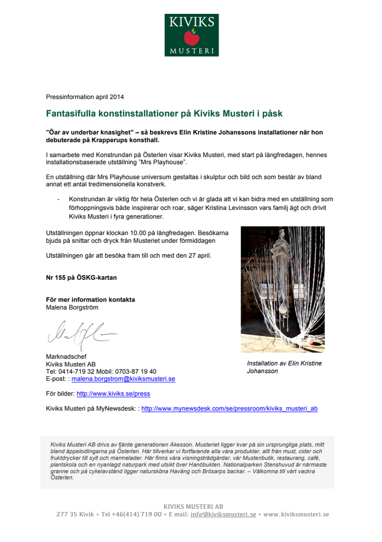 Fantasifulla konstinstallationer på Kiviks Musteri i påsk