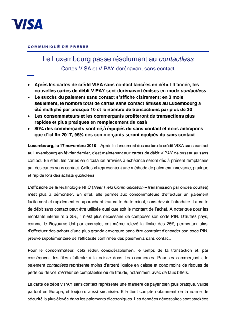 Le Luxembourg passe résolument au contactless