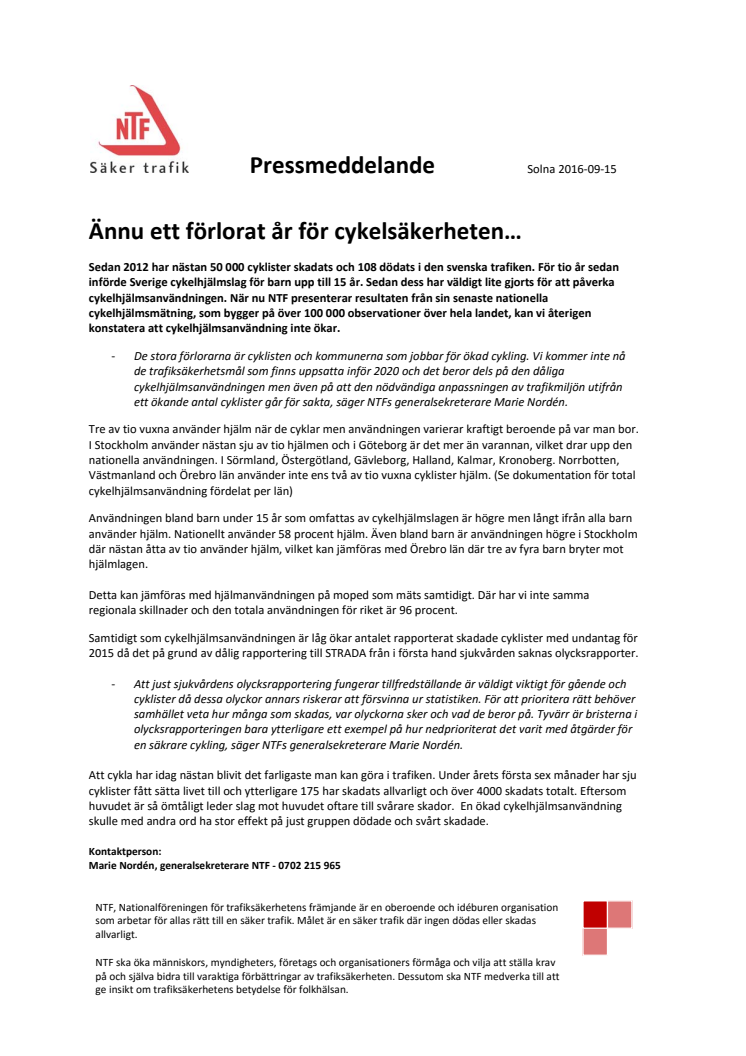 Ännu ett förlorat år för cykelsäkerheten… 