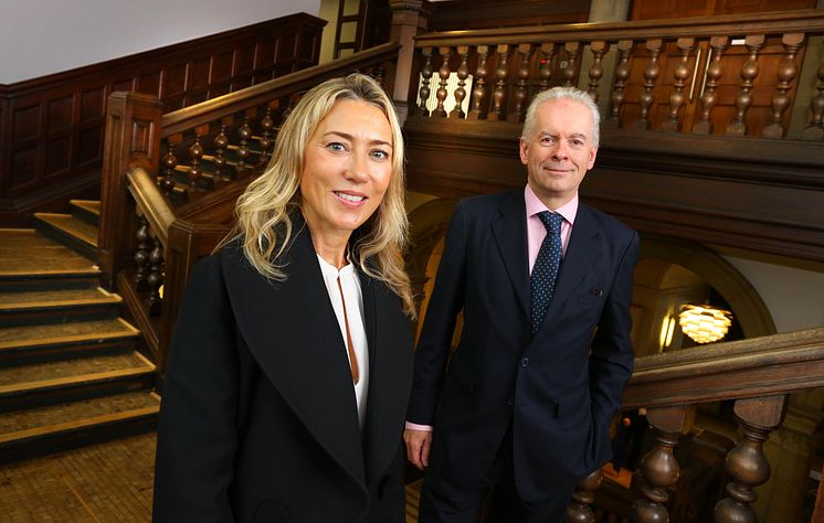 Juliet de Baubigny with Vice Chancellor and Chief Executive Andrew Wathey