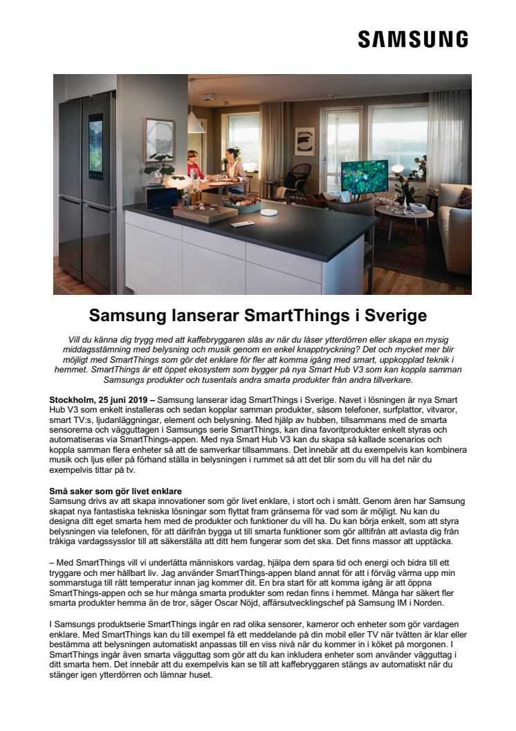 Samsung lanserar SmartThings i Sverige 