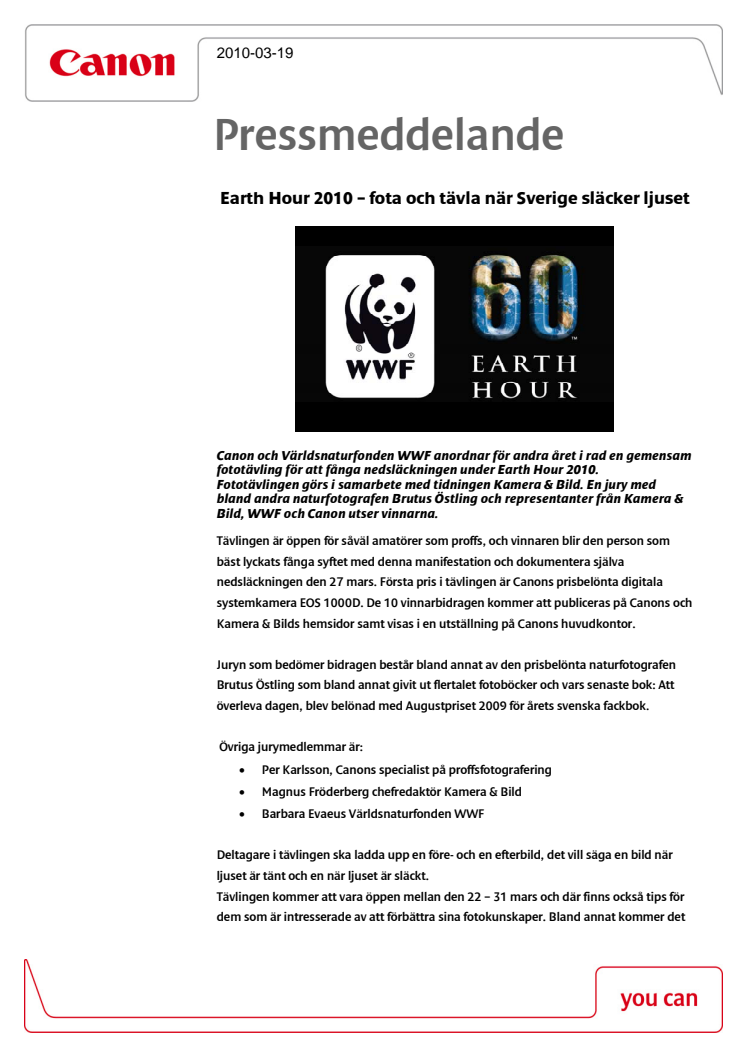 Earth Hour 2010 – fota och tävla när Sverige släcker ljuset