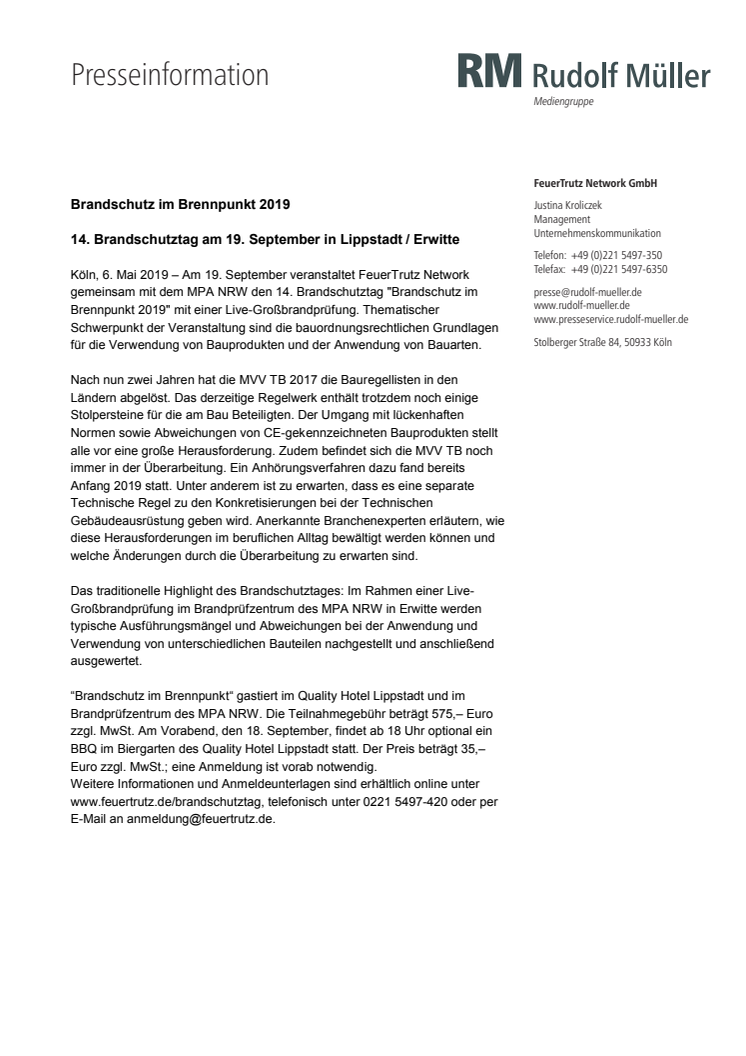 Brandschutz im Brennpunkt 2019