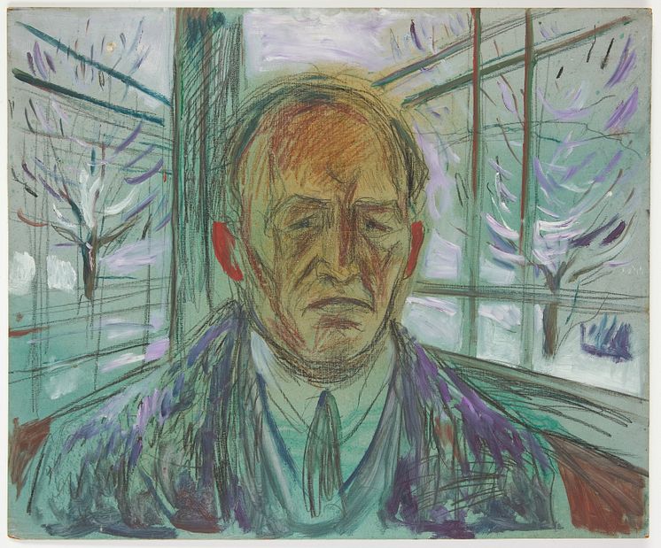 Edvard Munch: Selvportrett på glassverandaen / Self-Portrait on the Glass Veranda (1930-1933)
