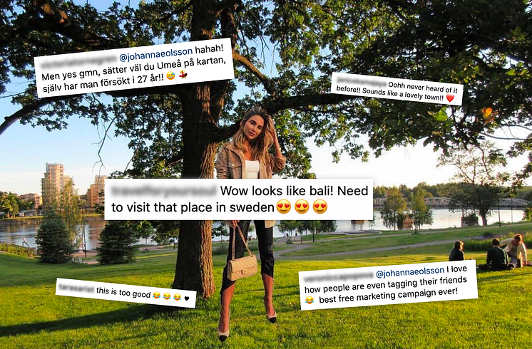 Flera influencers fejkade in sig på bilder i Umeå tidigare i veckan