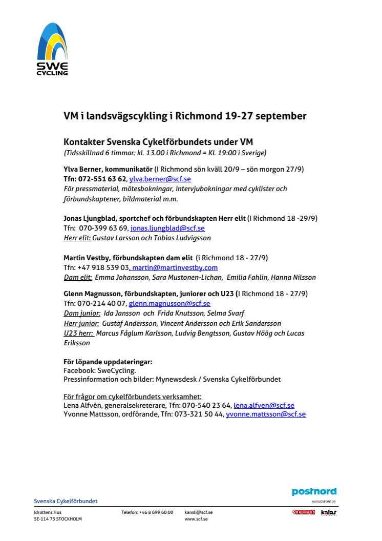 VM landsväg i Richmond 2015 - presskontakter