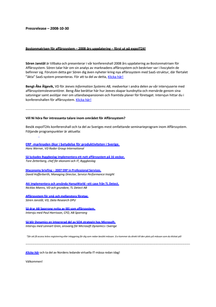 2008 års uppdatering av Bostonmatrisen för Affärssystem