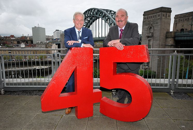 Kevin Carr (left) with Allan Davison who celebrated 45 years service