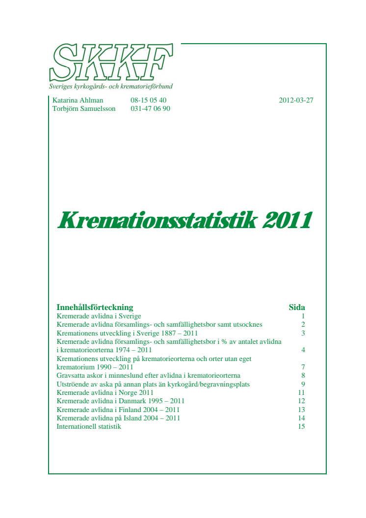 SKKF:s Kremationsstatistik 2011