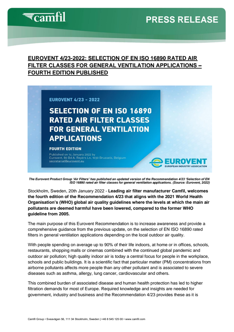 1_Press Release_2022_SELECTION OF EN ISO 16890 RATED AIR FILTER CLASSES FOR GENERAL VENTILATION APPLICATIONS – FOURTH EDITION PUBLISHED .pdf