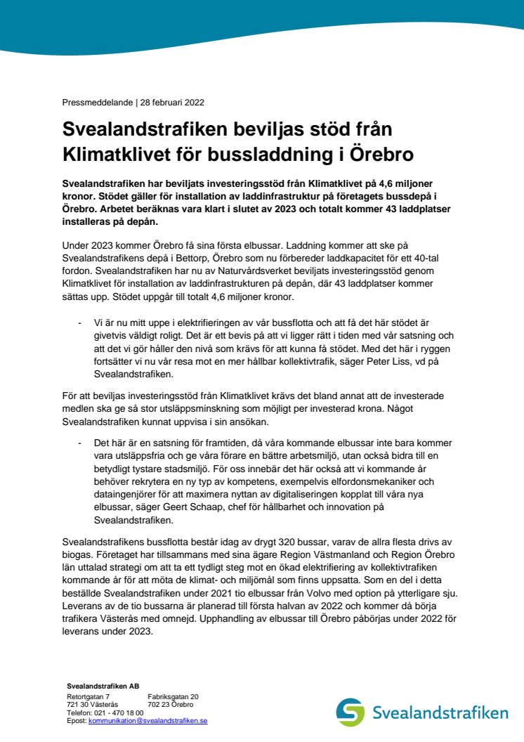 Pressmeddelande_Svealandstrafiken_Svealandstrafiken beviljas stöd från Klimatklivet för bussladdning i Örebro.pdf