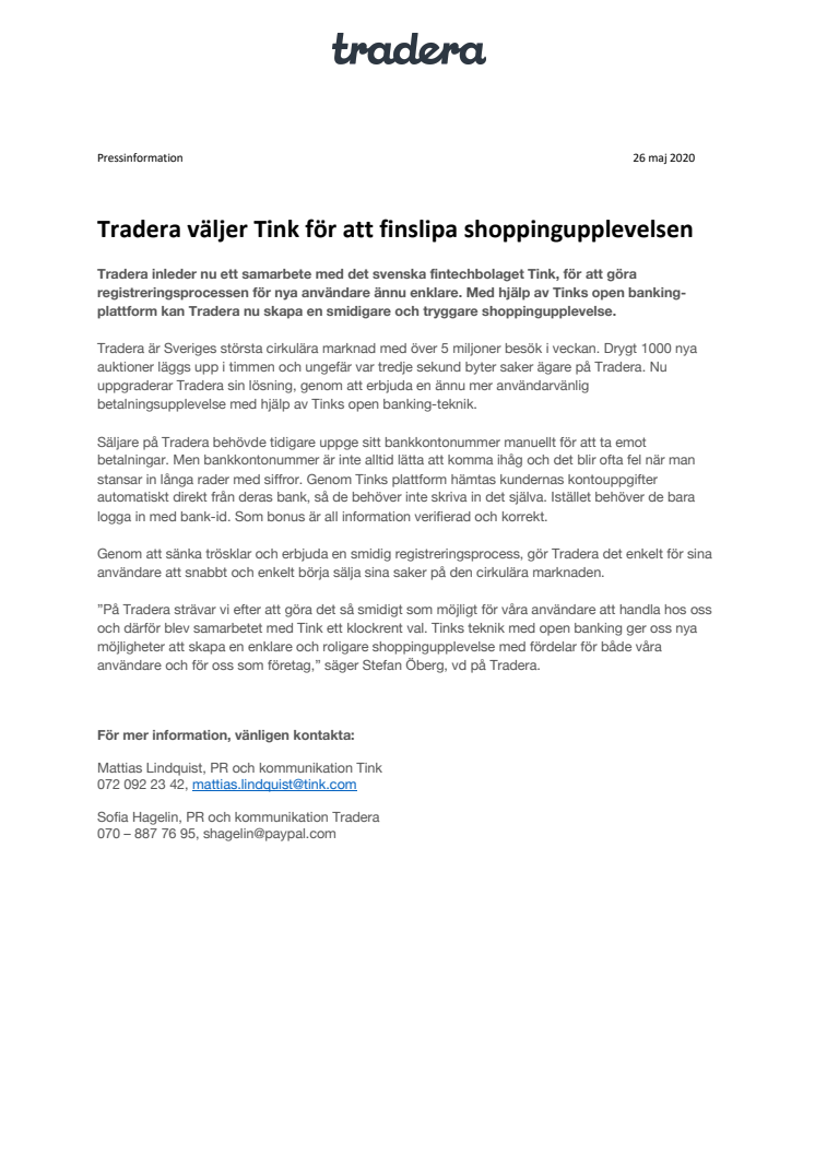 Tradera väljer Tink för att finslipa shoppingupplevelsen 