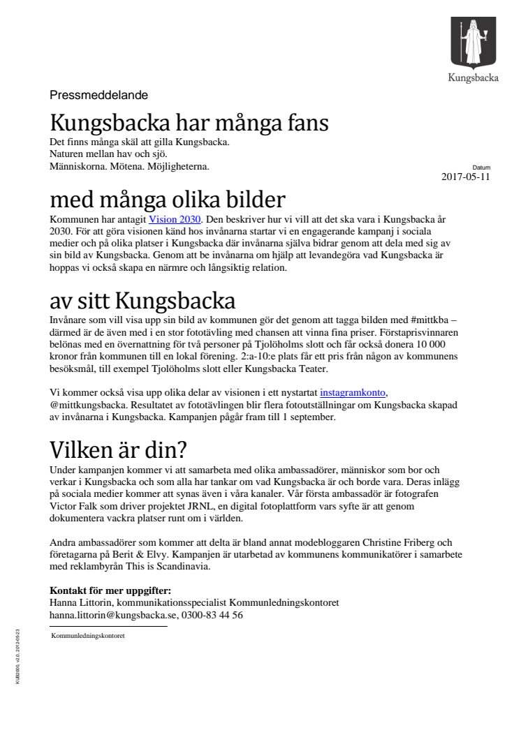 Kungsbackas många fans ska ge sin bild av kommunen