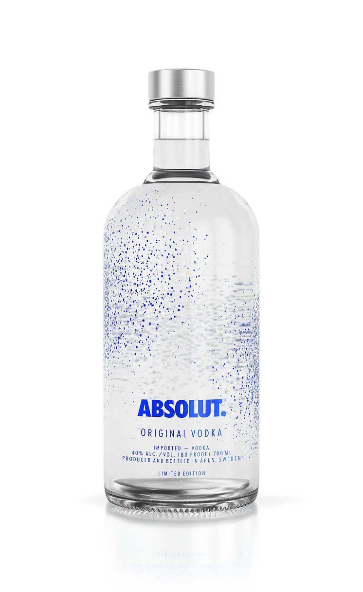 Die ikonische Absolut Flasche wird mit ihrem auffallenden Aufdruck zum echten Sammlerstück