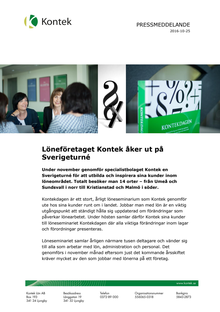 Löneföretaget Kontek åker ut på Sverigeturné